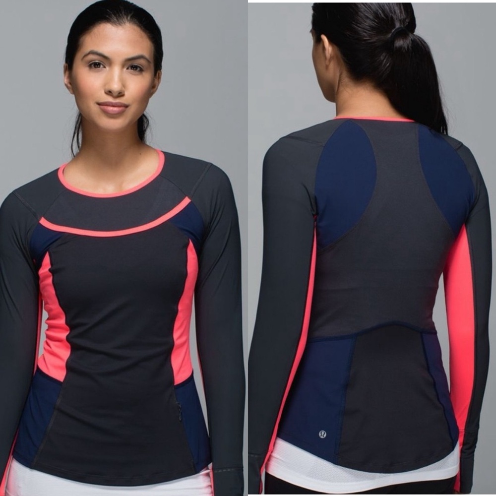 lululemon Trail Bound Long Sleeve Deep Coal Navy Sz‎ 8